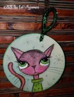 Pink Kitty in Christmas Sweater Ornament